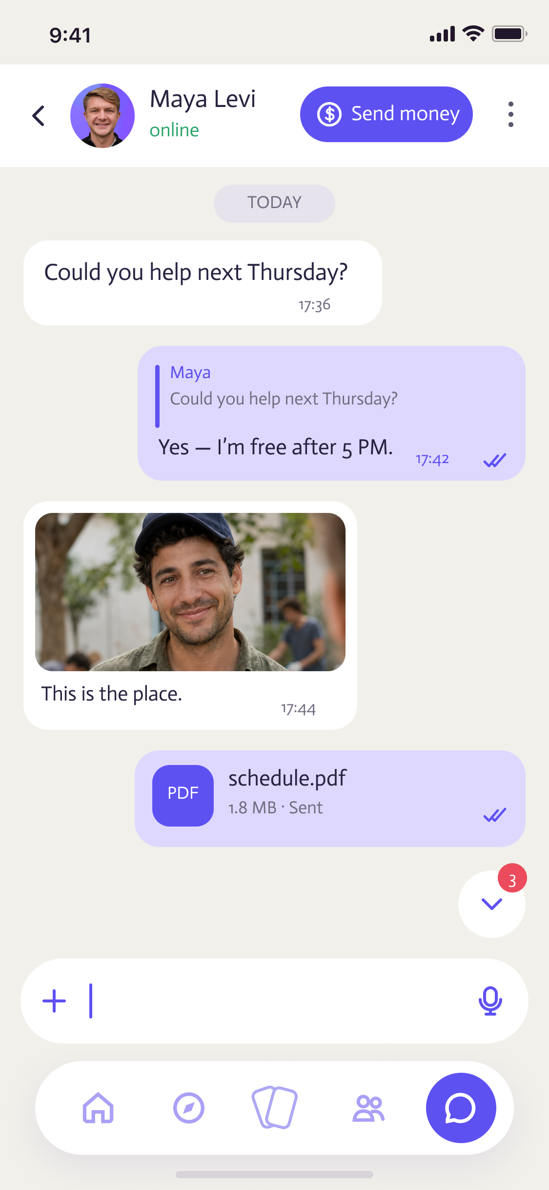 2Help conversation for agreeing on the details of help